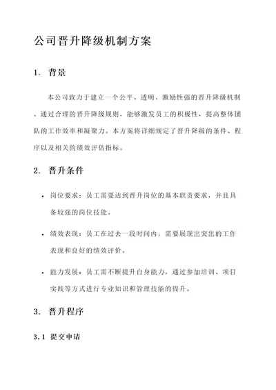 公司晋升降级机制方案