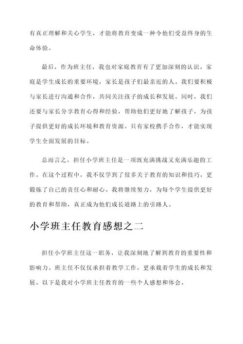 小学班主任教育感想