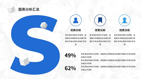 蓝色简约SWOT风险管理分析图表汇报PPT模板
