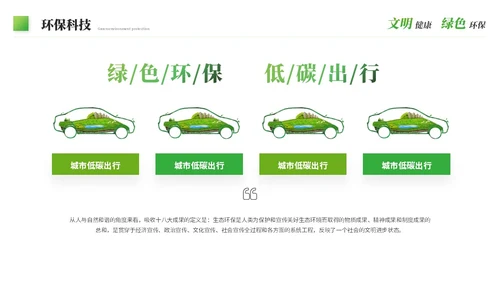 绿色科技风简约绿色环保生态环保宣传培训PPT模板