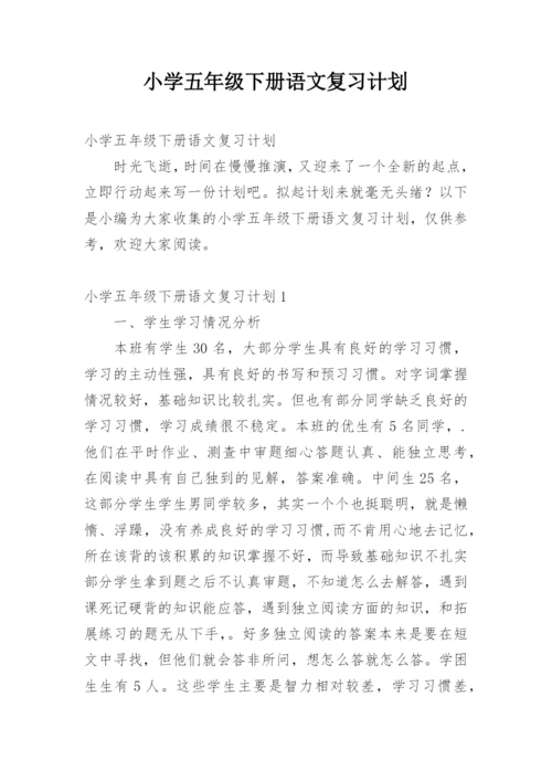 小学五年级下册语文复习计划.docx
