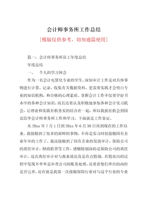 会计师事务所工作总结