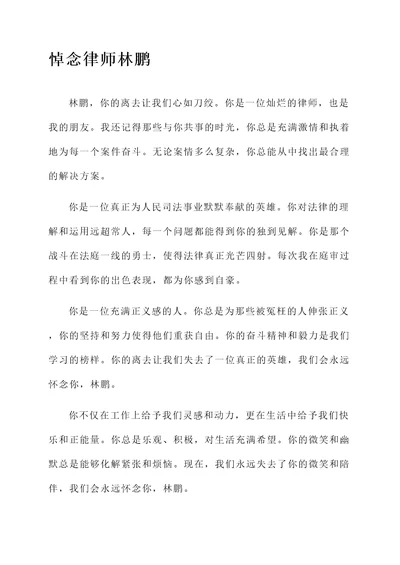 悼念律师的感言