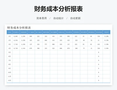 财务成本分析报表