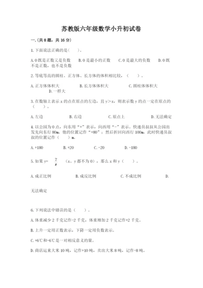 苏教版六年级数学小升初试卷附参考答案（夺分金卷）.docx