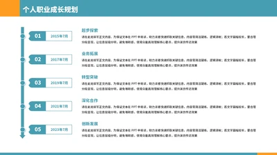 蓝色简约风5项流程图PPT单页
