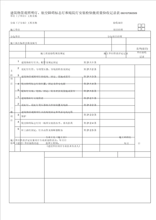 建筑电气工程质量验收用表概述