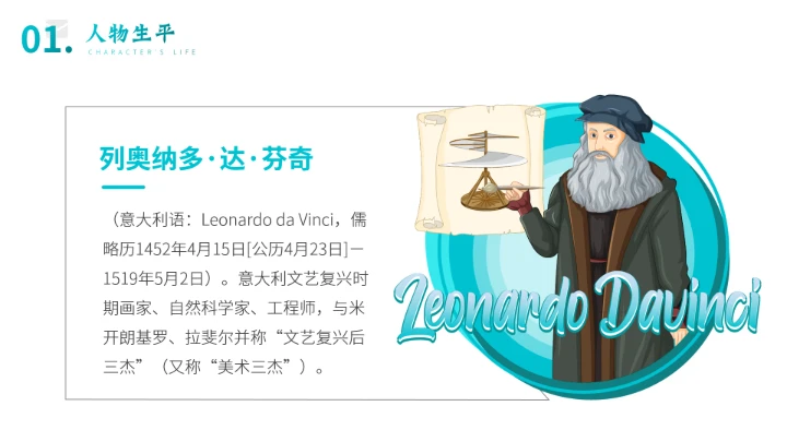 达芬奇世界名人传记人物介绍PPT