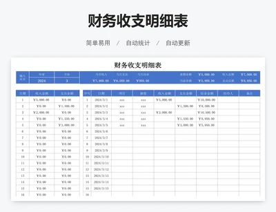 财务收支明细表