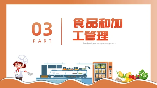 橙色简约插画风食堂管理培训PPT课件
