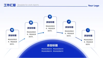 蓝色简约渐变AI流程工作汇报PPT单页