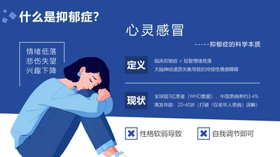 蓝色扁平风大学生心理健康主题教育
