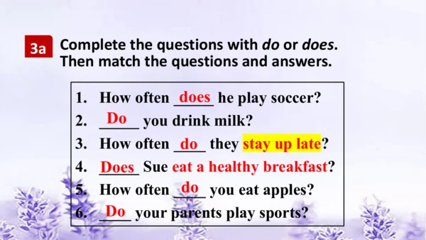 Unit 2 How often do you exercise? SectionA Grammar