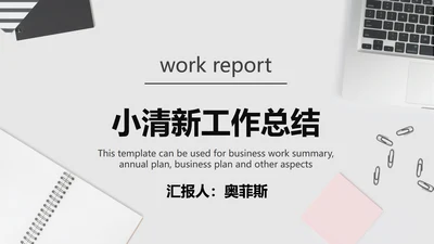灰白色小清新工作总结PPT模板