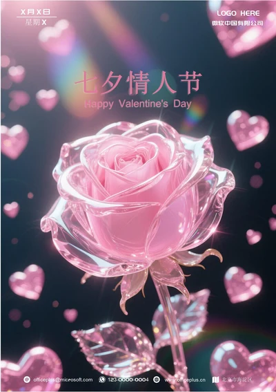 情人节营销海报(水晶玫瑰)