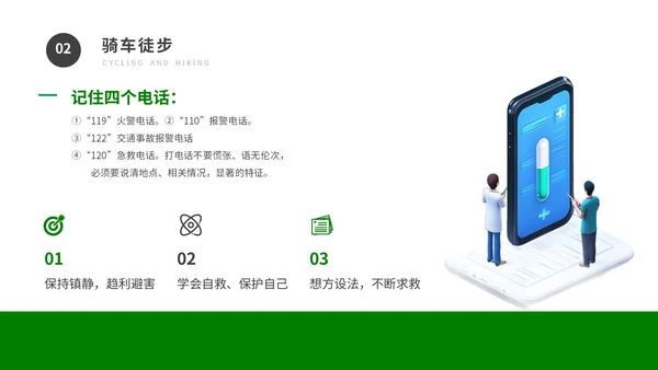 绿色卡通风交通安全保护自己教育主题班会PPT