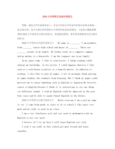 精编之小升初英文自我介绍范文.docx