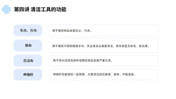 蓝色简约风保洁员安全专业知识培训保洁培训PPT模板