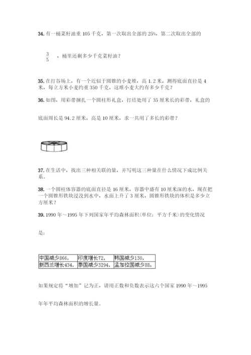 人教版六年级下册数学应用题100道可打印.docx