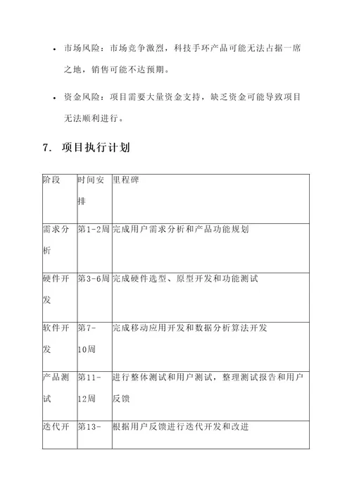 科技手环项目策划书