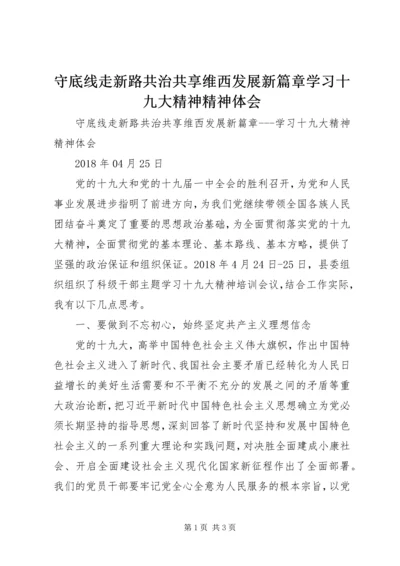 守底线走新路共治共享维西发展新篇章学习十九大精神精神体会.docx