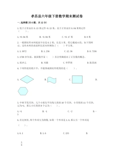 孝昌县六年级下册数学期末测试卷最新.docx