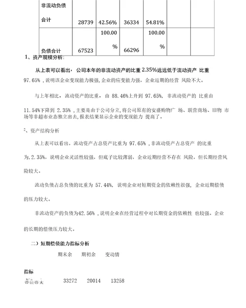 财务报表分析报告案例分析