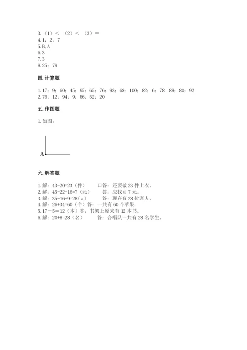 2022人教版二年级上册数学期中测试卷（预热题）word版.docx