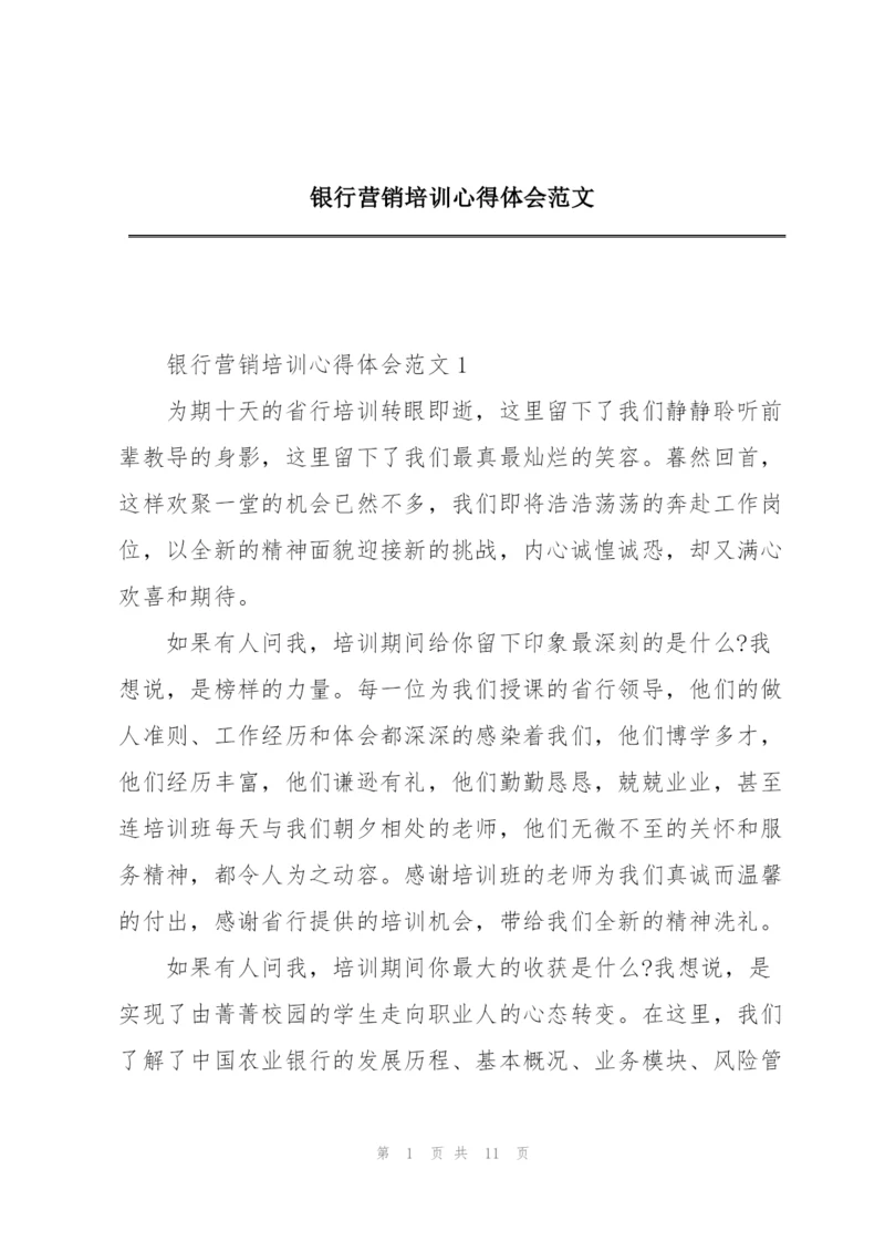 银行营销培训心得体会范文.docx