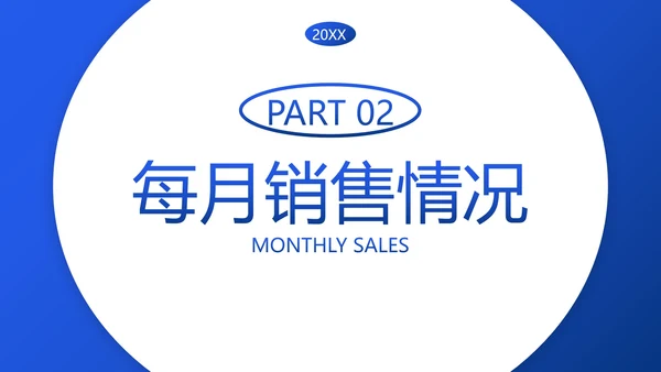 蓝色简约几何渐变销售业绩报告PPT模板