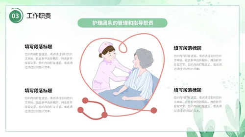 小清新风水彩花卉绿植护士长述职报告PPT