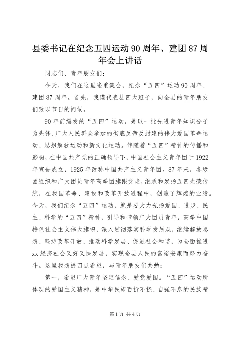 县委书记在纪念五四运动90周年、建团87周年会上讲话 (3).docx