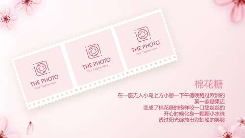 手绘粉色小清新旅行电子相册PPT动态模板封含
