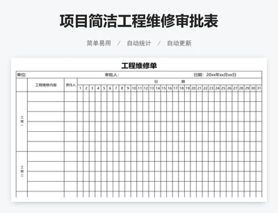 项目简洁工程维修审批表