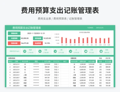 费用预算支出记账管理表