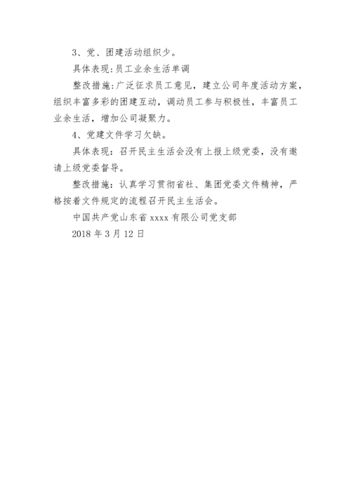 公司党支部民主生活会问题清单和整改清单.docx