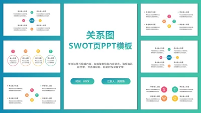关系图SWOT页PPT模板