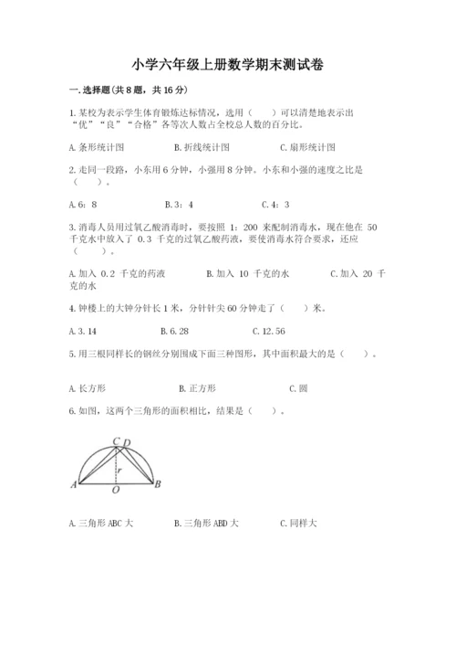 小学六年级上册数学期末测试卷附答案（考试直接用）.docx