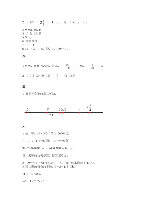 小学毕业班数学检测题含答案（精练）.docx