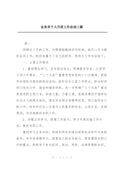 业务员个人月度工作总结三篇.docx