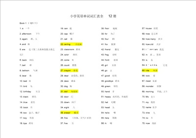 小学英语单词表全12册