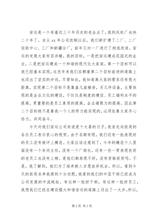 五一表彰大会上董事长的致辞.docx