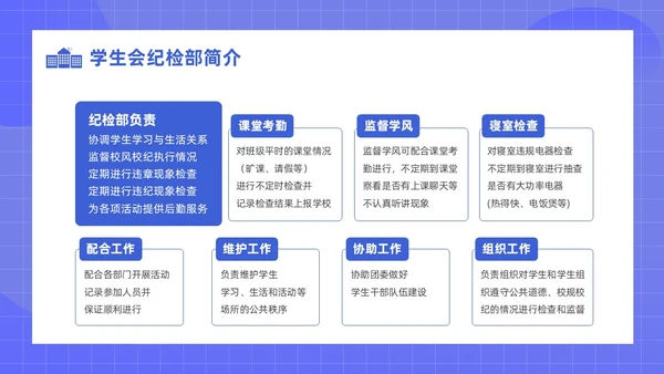 蓝色扁平风学生会招新PPT模板