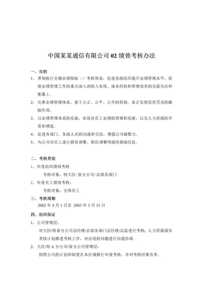 中国某通信有限公司FY绩效考核办法.docx