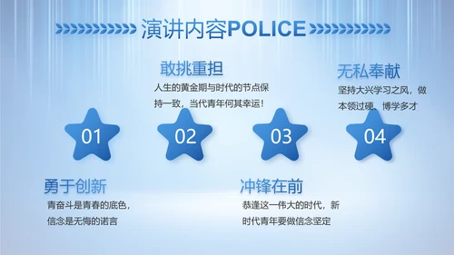 蓝色大气公安警察工作总结计划PPT