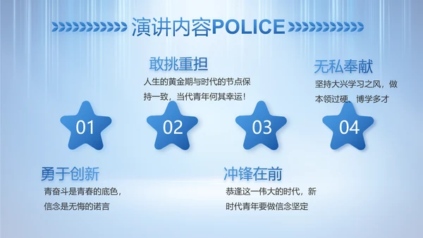 蓝色大气公安警察工作总结计划PPT
