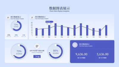蓝色数据图表展示图表页