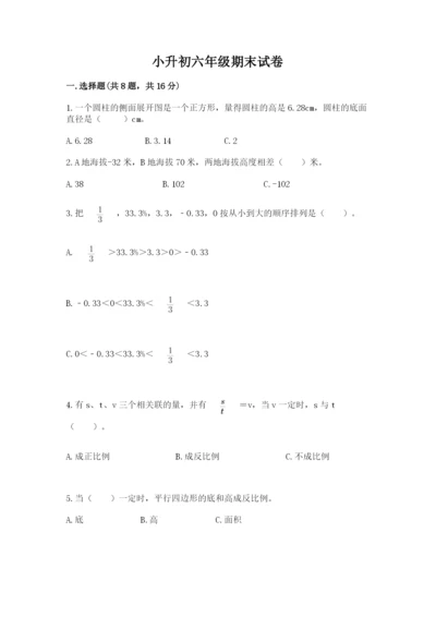 小升初六年级期末试卷各版本.docx