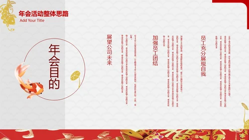 红色喜庆锦鲤喜庆年会策划方案通用PPT模板