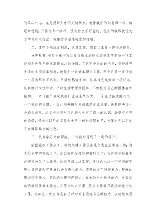 2021年新职员试用期工作总结ppt